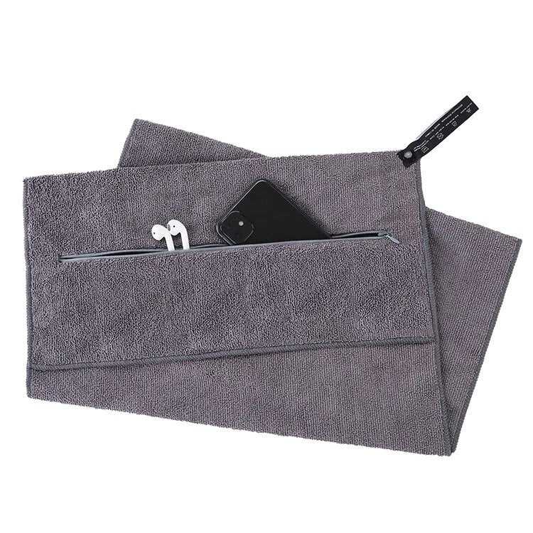 Hooded Sports Gym Towel with Zipper Pocket