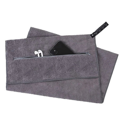 Hooded Sports Gym Towel with Zipper Pocket
