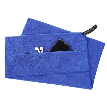 Hooded Sports Gym Towel with Zipper Pocket