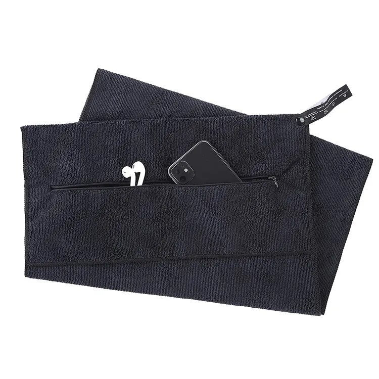 Hooded Sports Gym Towel with Zipper Pocket