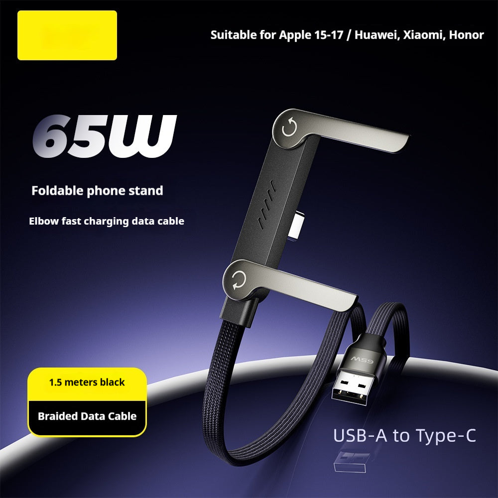 Câble de charge rapide pliable 2-en-1 avec support intégré pour téléphone et tablette