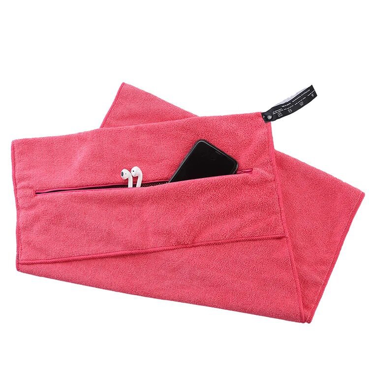 Hooded Sports Gym Towel with Zipper Pocket